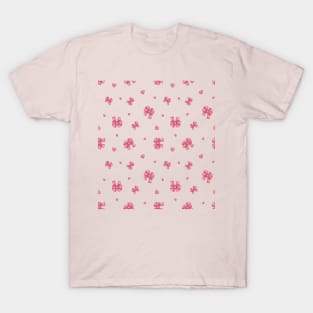 Bows Hearts Seamless Pattern T-Shirt